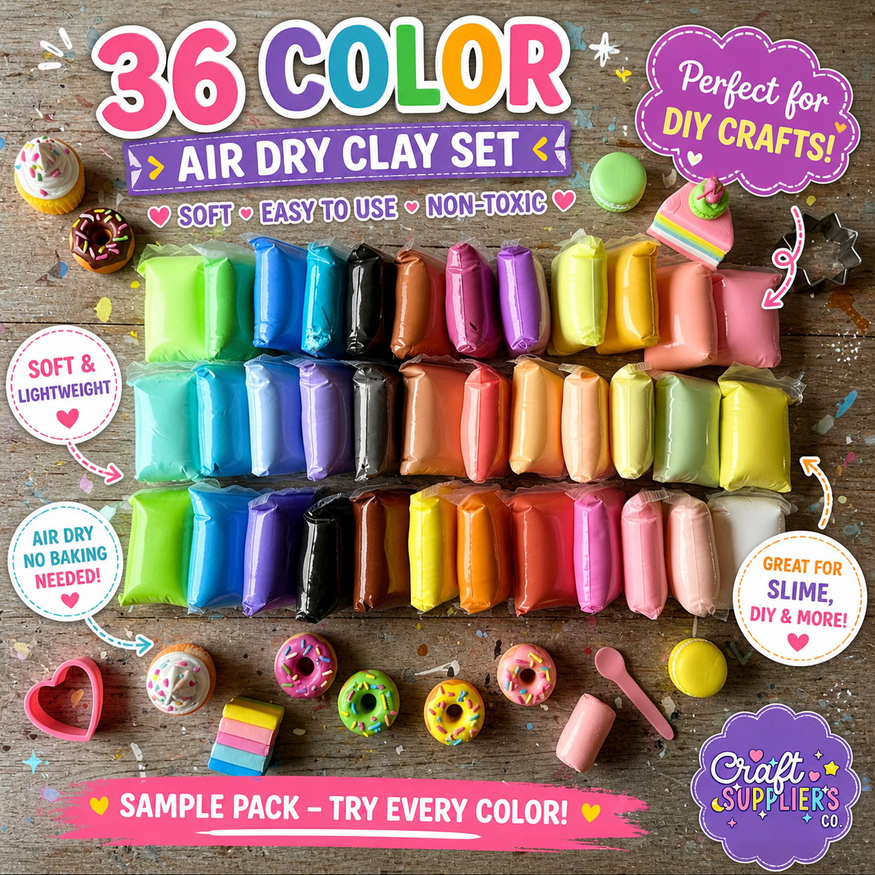 36 Color Foam Air Dry Clay Set | Ultimate DIY Clay Kit