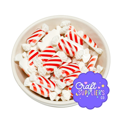 Peppermint Candy Charms, Red White Resin Flatbacks, Fake Bake Slime Craft Embellishments Set