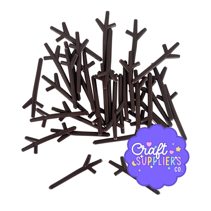 Mini Tree Branch Resin Cabochons, 2 Inch Brown Tree Branch Embellishments, Woodland Craft Supplies, Fairy Garden Decor, Fake Bake DIY