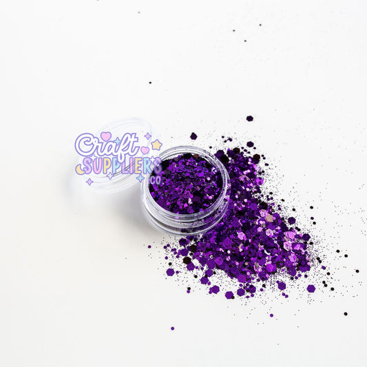 Midnight Amethyst Chunky Glitter Mix | Purple & Black Glitter for Tumblers, Nails & DIY Crafts