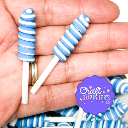 Mini Blue White Honey Dipper Charms Resin Decoden Slime Fake Bake Pieces 10pcs