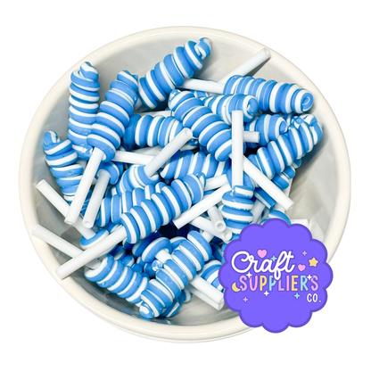 Mini Blue White Honey Dipper Charms Resin Decoden Slime Fake Bake Pieces 10pcs
