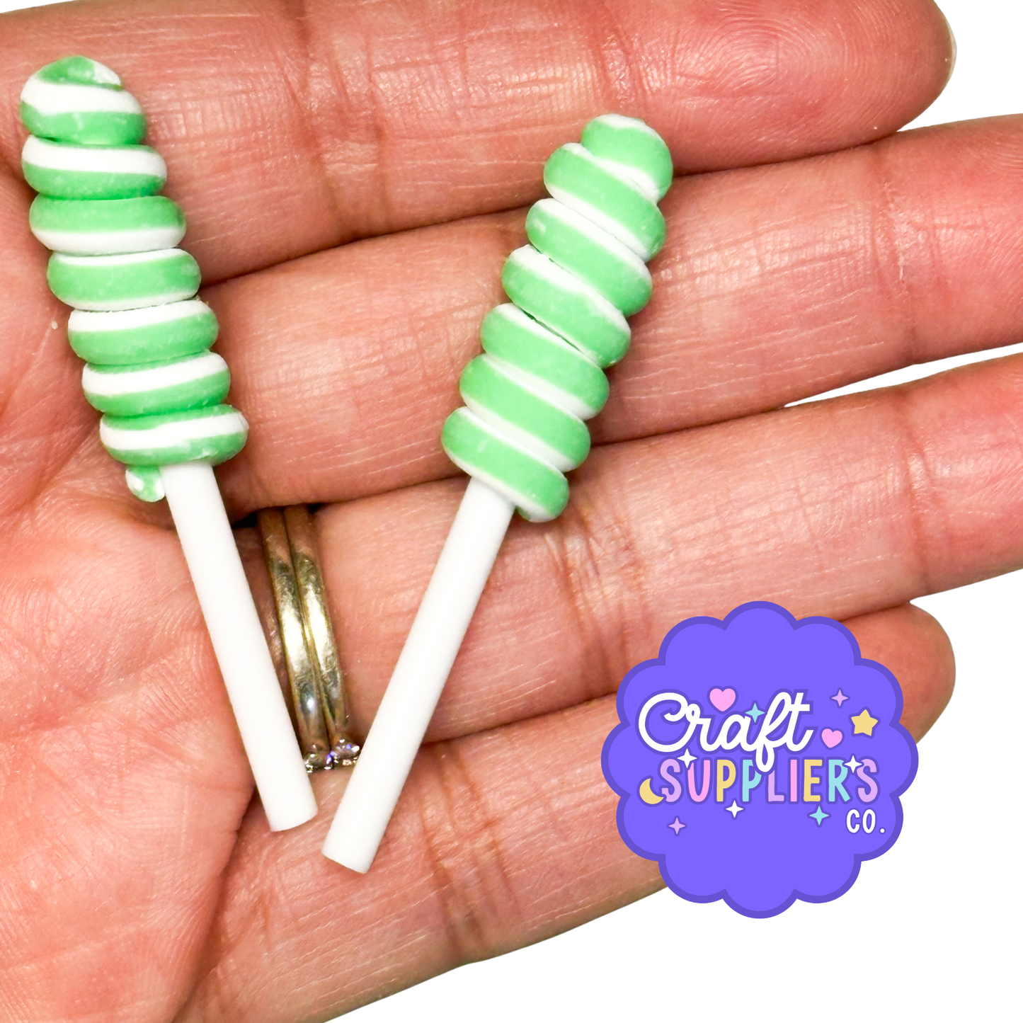 Mini Green White Honey Dipper Charms Resin Decoden Slime Fake Bake Pieces 10pcs