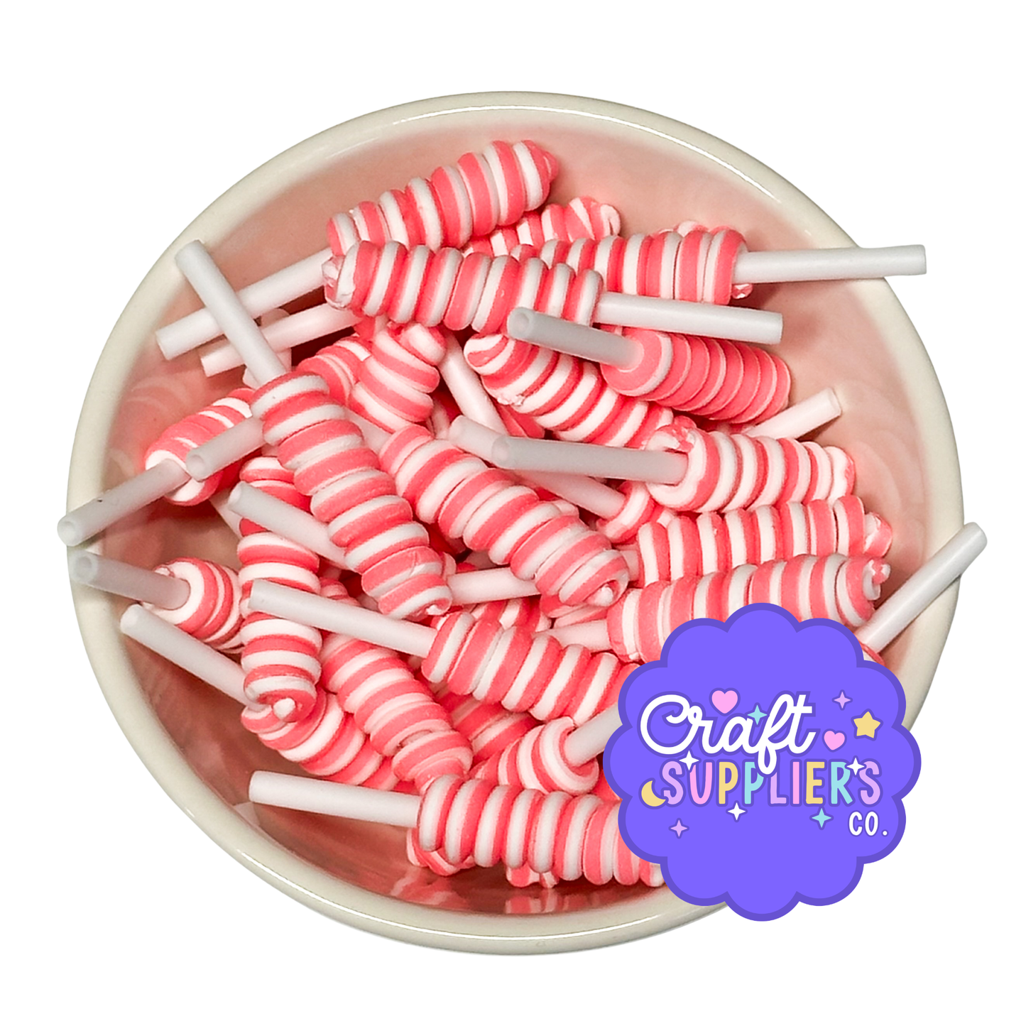 Mini Pink White Honey Dipper Charms Resin Flatback Decoden Slime Fake Bake Pieces 10pcs