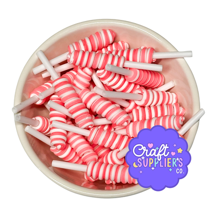 Mini Pink White Honey Dipper Charms Resin Flatback Decoden Slime Fake Bake Pieces 10pcs