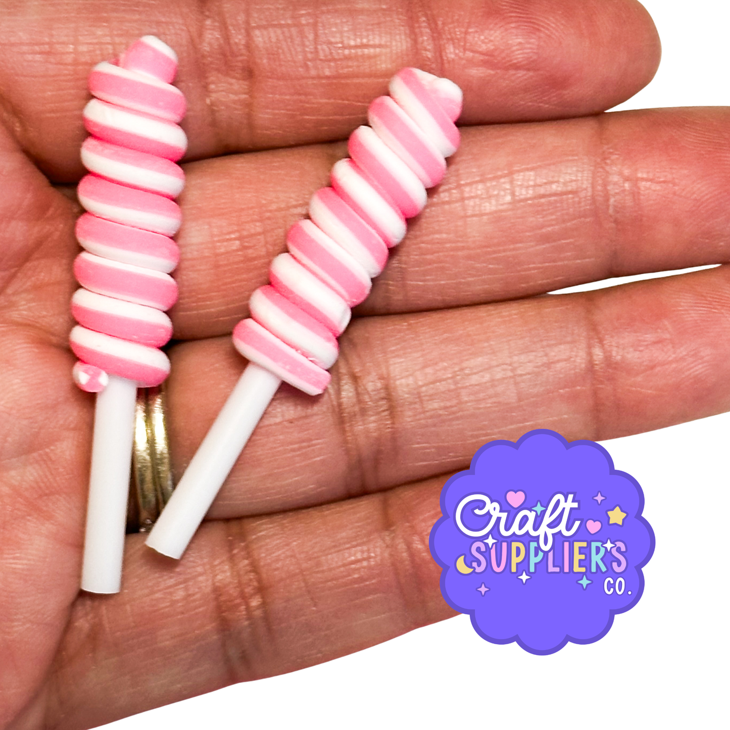Mini Pink White Honey Dipper Charms Resin Flatback Decoden Slime Fake Bake Pieces 10pcs