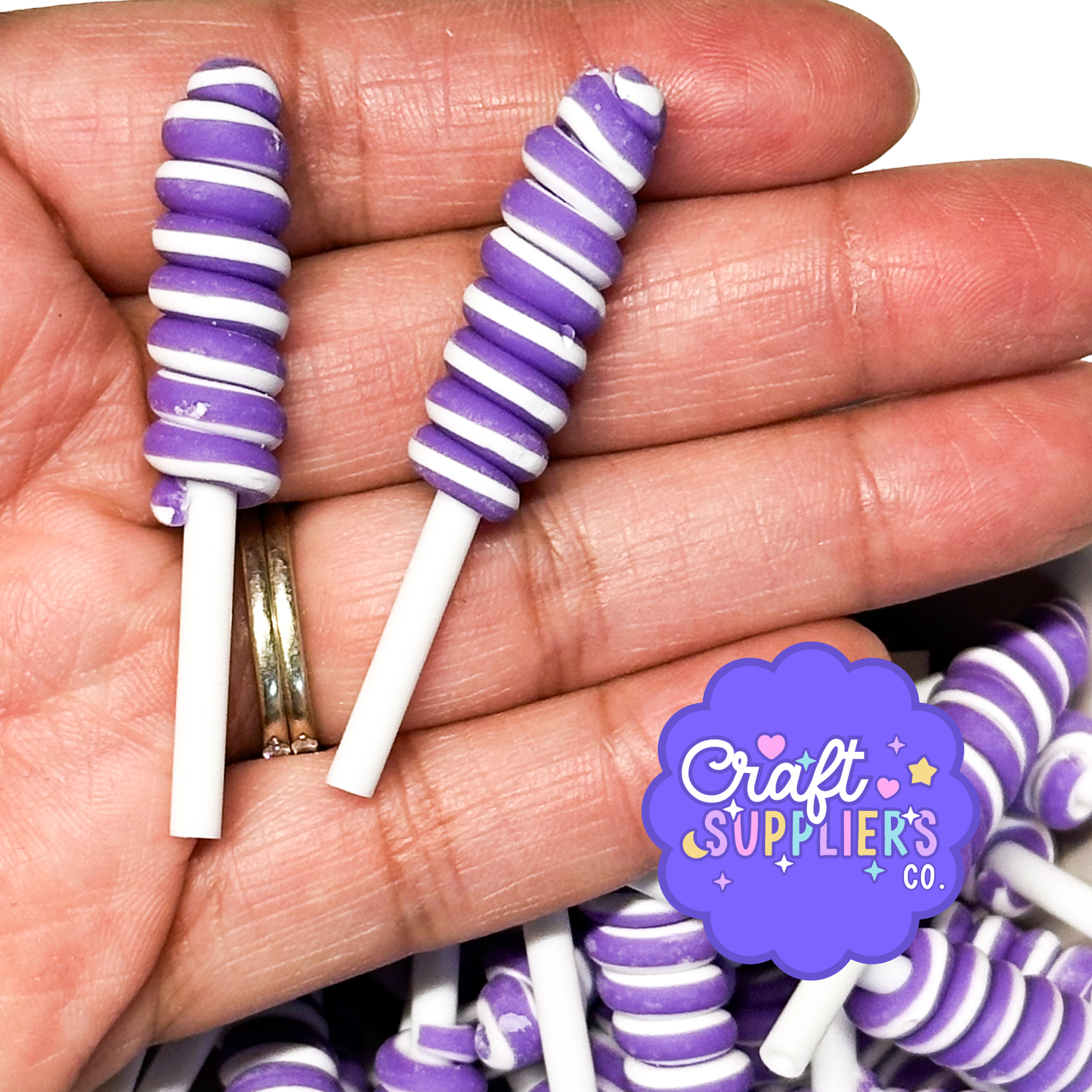 Mini Purple White Honey Dipper Charms Resin Decoden Slime Fake Bake Pieces 10pcs