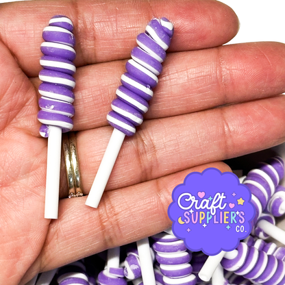 Mini Purple White Honey Dipper Charms Resin Decoden Slime Fake Bake Pieces 10pcs