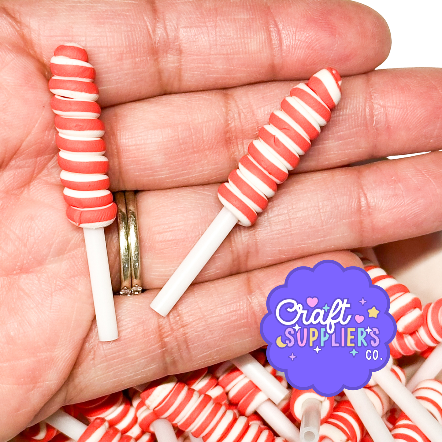 Mini Red White Honey Dipper Charms Resin Decoden Slime Fake Bake Pieces 10pcs