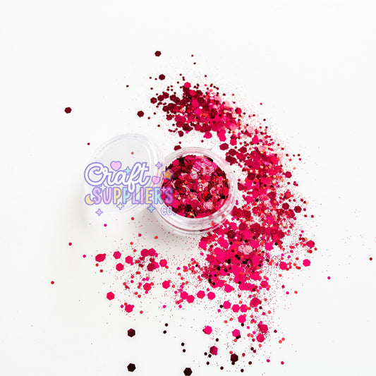 Fuchsia Chunky Glitter Mix for Crafts, Nails & Tumblers