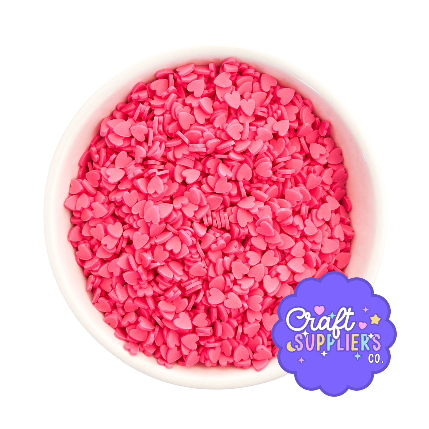 Hot Pink Heart Polymer Clay Sprinkles | 4mm Faux Candy