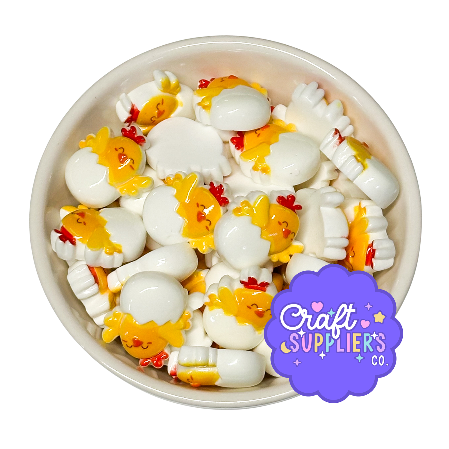 Easter Chick Resin Cabochons, Spring Craft Embellishments, Set of 4