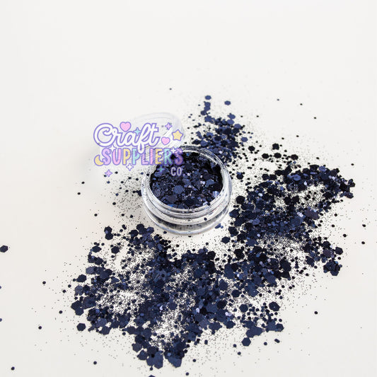 Midnight Sapphire Chunky Glitter Mix | Navy Blue Glitter for Tumblers, Nails & DIY Crafts