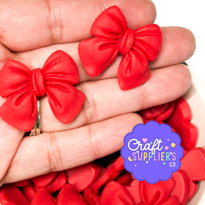 Red Bow Resin Cabochons Flatback for Holiday DIY Projects