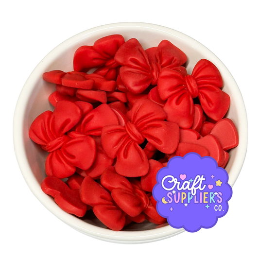 Red Bow Resin Cabochons Flatback for Holiday DIY Projects