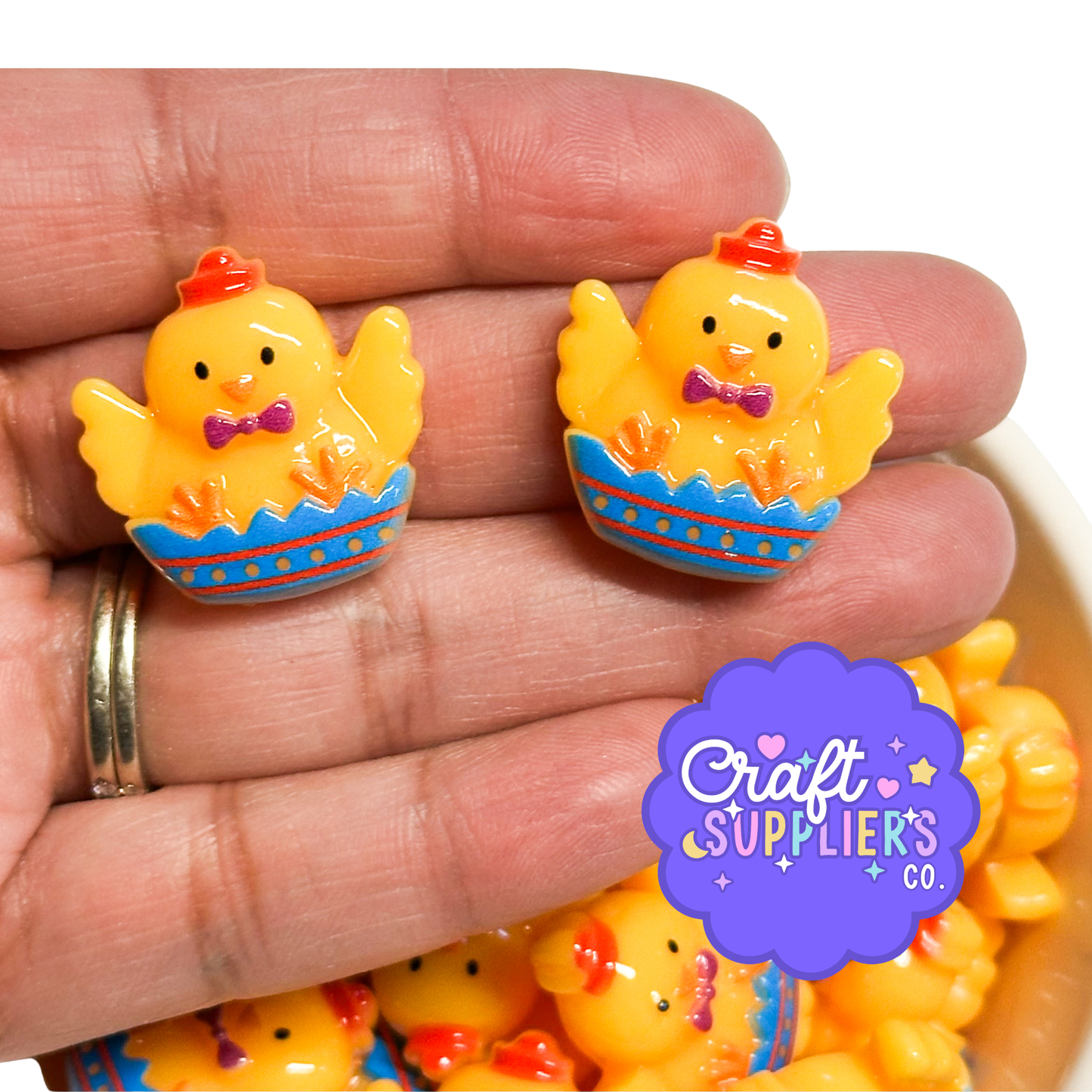 Cute Baby Chick Resin Flat Back Cabochons – Set of 4, 25mm Easter Chick Embellishments for Decoden, Fake Bake, DIY Crafts & Scrapbooking