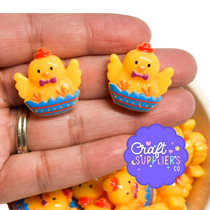 Cute Baby Chick Resin Flat Back Cabochons – Set of 4, 25mm Easter Chick Embellishments for Decoden, Fake Bake, DIY Crafts & Scrapbooking