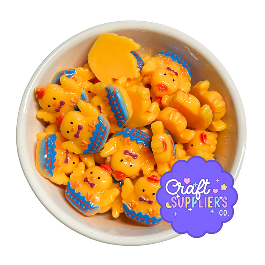 Cute Baby Chick Resin Flat Back Cabochons – Set of 4, 25mm Easter Chick Embellishments for Decoden, Fake Bake, DIY Crafts & Scrapbooking