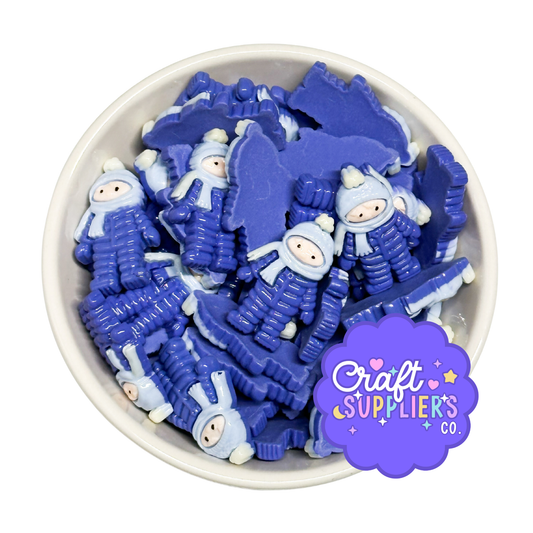Winter Boy Resin Cabochons, Blue Snowsuit Craft Charms Set (Approx. 1.25")