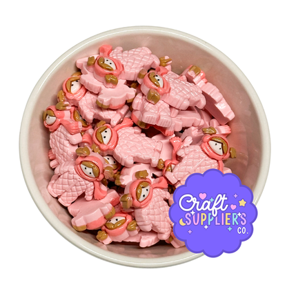 Winter Girl Resin Cabochons, Pink Snowsuit Flatbacks, Cold Weather Craft Charms Set