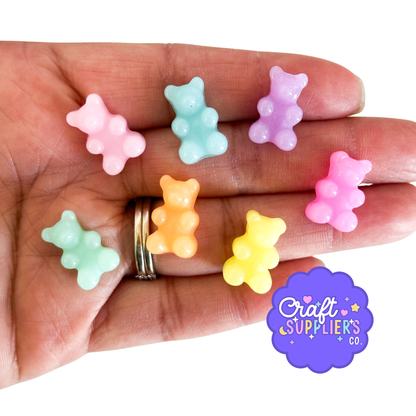Pastel Gummy Bear Resin Cabochons, Candy Bear Embellishments, Kawaii Craft Supplies, Fake Bake Decor