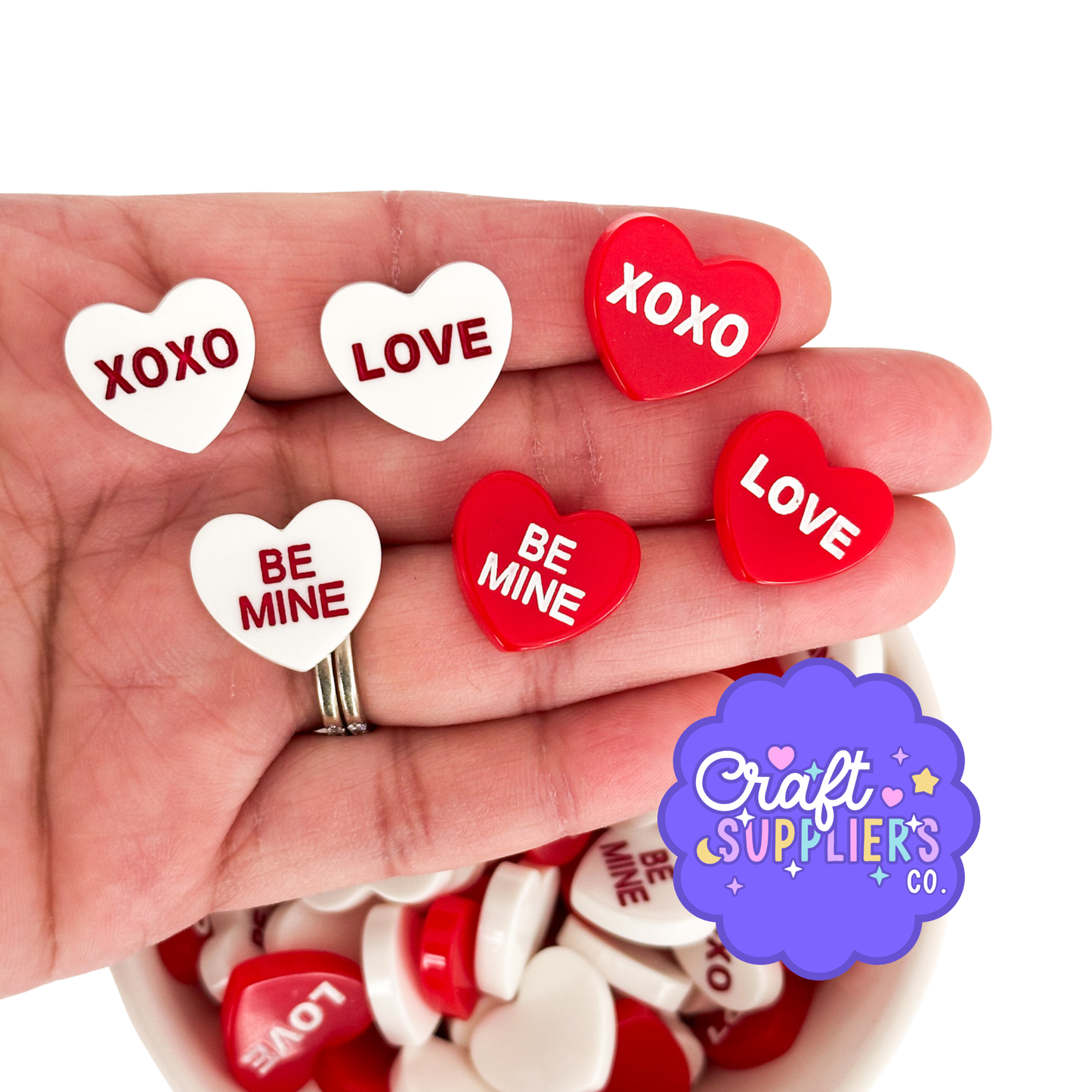 Fake Valentine Conversation Heart Resin Cabochons for DIY Projects