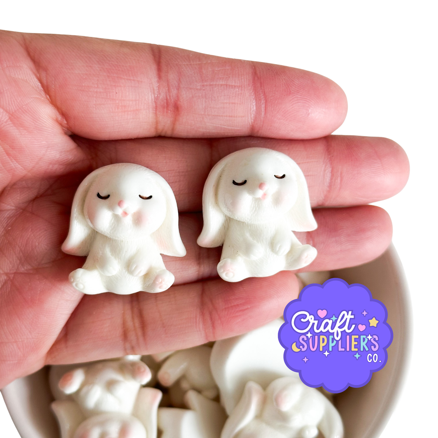 5pc Resin Bunny Flatback Charms, Easter Cabochons, Spring Embellishments