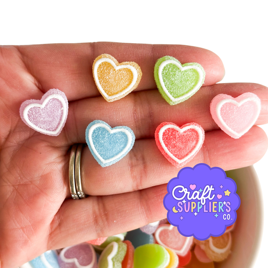 24pc Faux Resin Gumdrop Heart Cabochons for Valentine Fake Candy Crafts