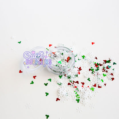 Merry & Bright Chunky Glitter Mix – Christmas Snowflake Red Green Confetti