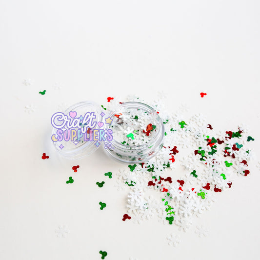 Merry & Bright Chunky Glitter Mix – Christmas Snowflake Red Green Confetti