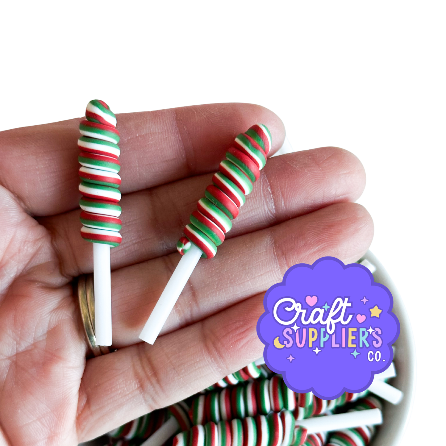 Mini Christmas Honey Dipper Charms Red Green White Resin Decoden Slime Fake Bake 10pcs