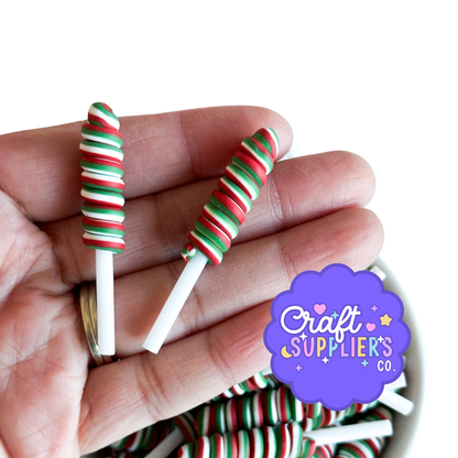 Mini Christmas Honey Dipper Charms Red Green White Resin Decoden Slime Fake Bake 10pcs