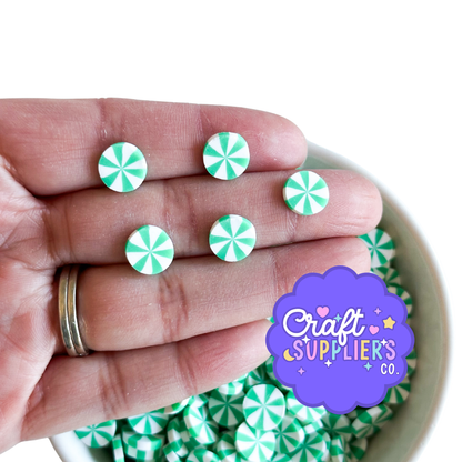 Mini Mint Peppermint Polymer Clay Slices | Christmas Candy Sprinkles | Fake Candy Embellishments | 5g-100g