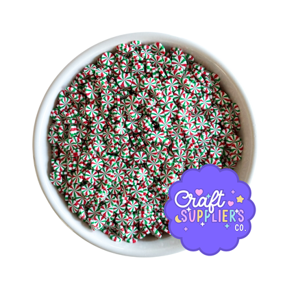 Mini Peppermint Polymer Clay Slices | Christmas Candy Sprinkles | 5mm | Fake Candy Embellishments