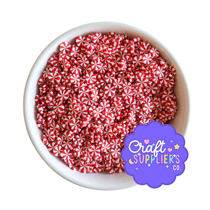 Mini Red Peppermint Polymer Clay Slices | Christmas Candy Sprinkles | 5mm | Fake Candy Embellishments