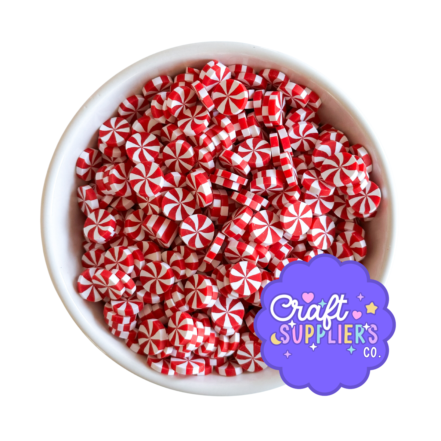 Mini Red Peppermint Polymer Clay Slices | Christmas Candy Sprinkles | Fake Candy Embellishments | 5g-100g