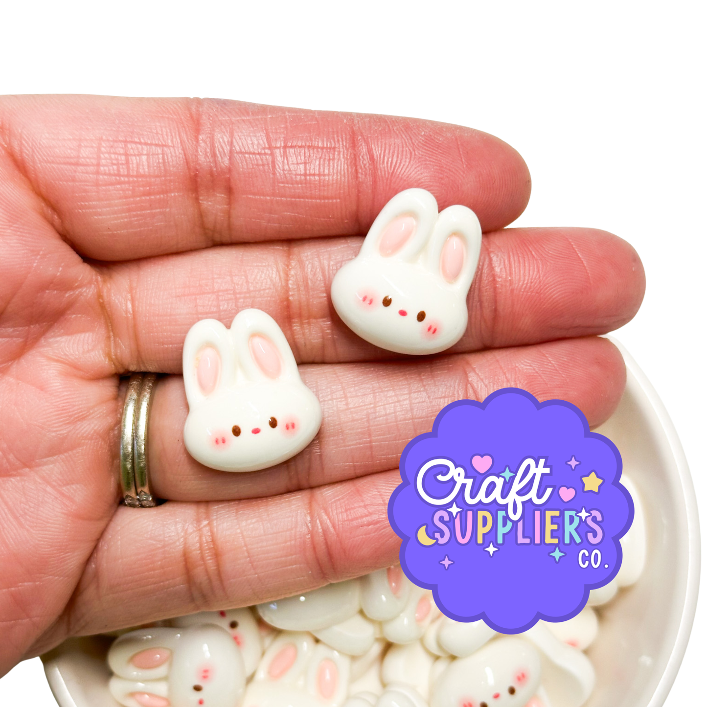 Flat Back Bunny Cabochons Easter Rabbit Charms Spring Craft Embellishments