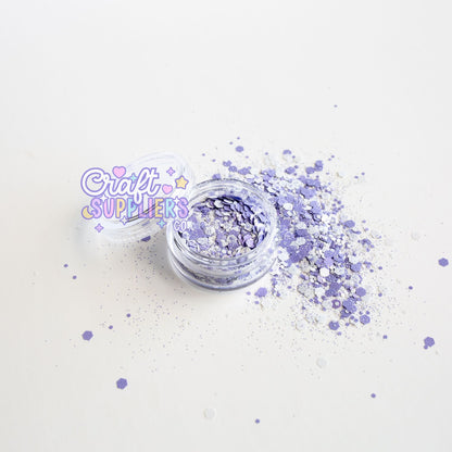 Lavender Haze Chunky Glitter Mix – Purple & White Confetti Glitter