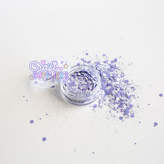 Lavender Haze Chunky Glitter Mix – Purple & White Confetti Glitter