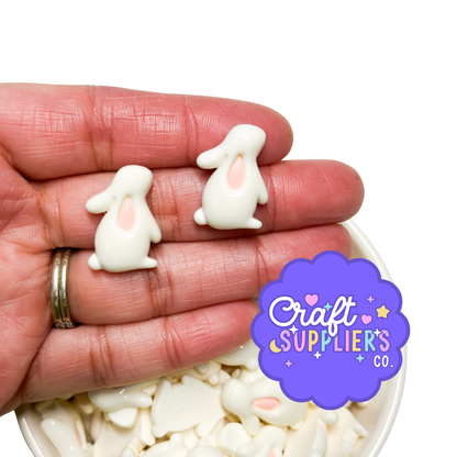 Set of 4 Bunny Flatback Cabochons, Easter Craft Charms