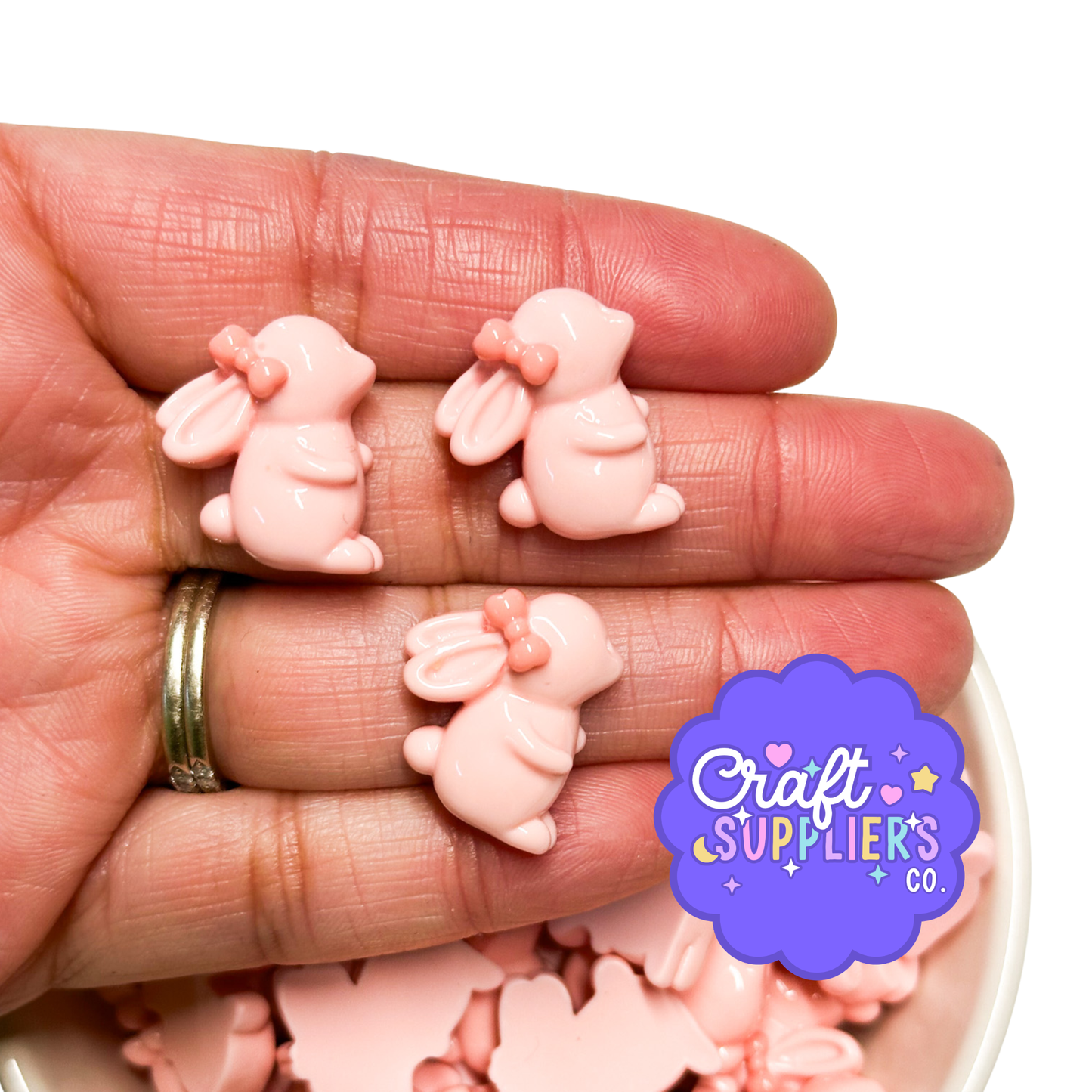 Set of 4 Bunny Flatback Cabochons, Easter Craft Charms
