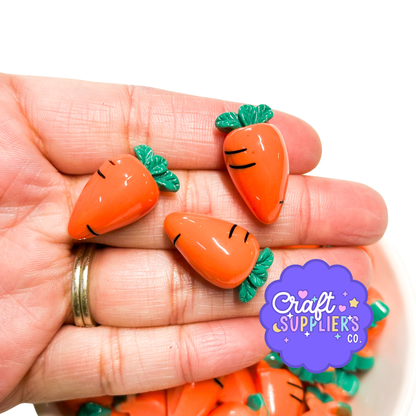 Set of 4 Carrot Flatback Cabochons, Easter Craft Charms