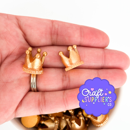 Gold Crown Cabochons, 3D Resin Crowns, Mini Royalty Craft Embellishments Set
