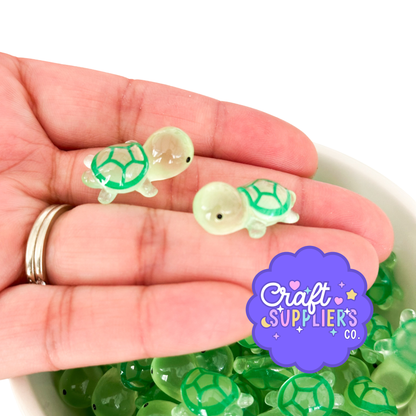 Mini Turtle Charms, Green Resin Turtles, 3D Animal Craft Embellishments Set