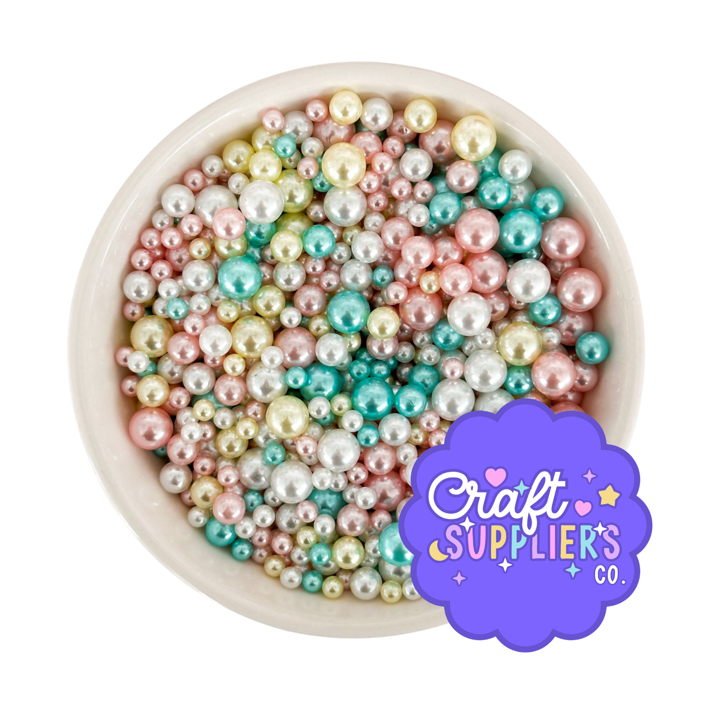 Pastel Pearl Acrylic Bead Mix (No Holes) – 4–8mm Faux Pearl Embellishments – Decoden, Fake Bake & DIY Crafts