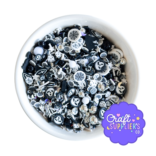 Black White Halloween Sprinkles Skull Mix Clay Slime Decoden