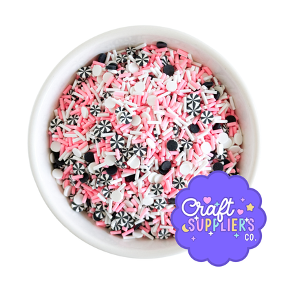 Pink & Black Halloween Polymer Clay Sprinkle Mix – Fake Sprinkles for Decoden, Fake Bake, Slime & DIY Crafts
