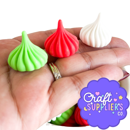 Christmas Meringue Resin Charms – Red, Green & White Holiday Faux Candy Embellishments