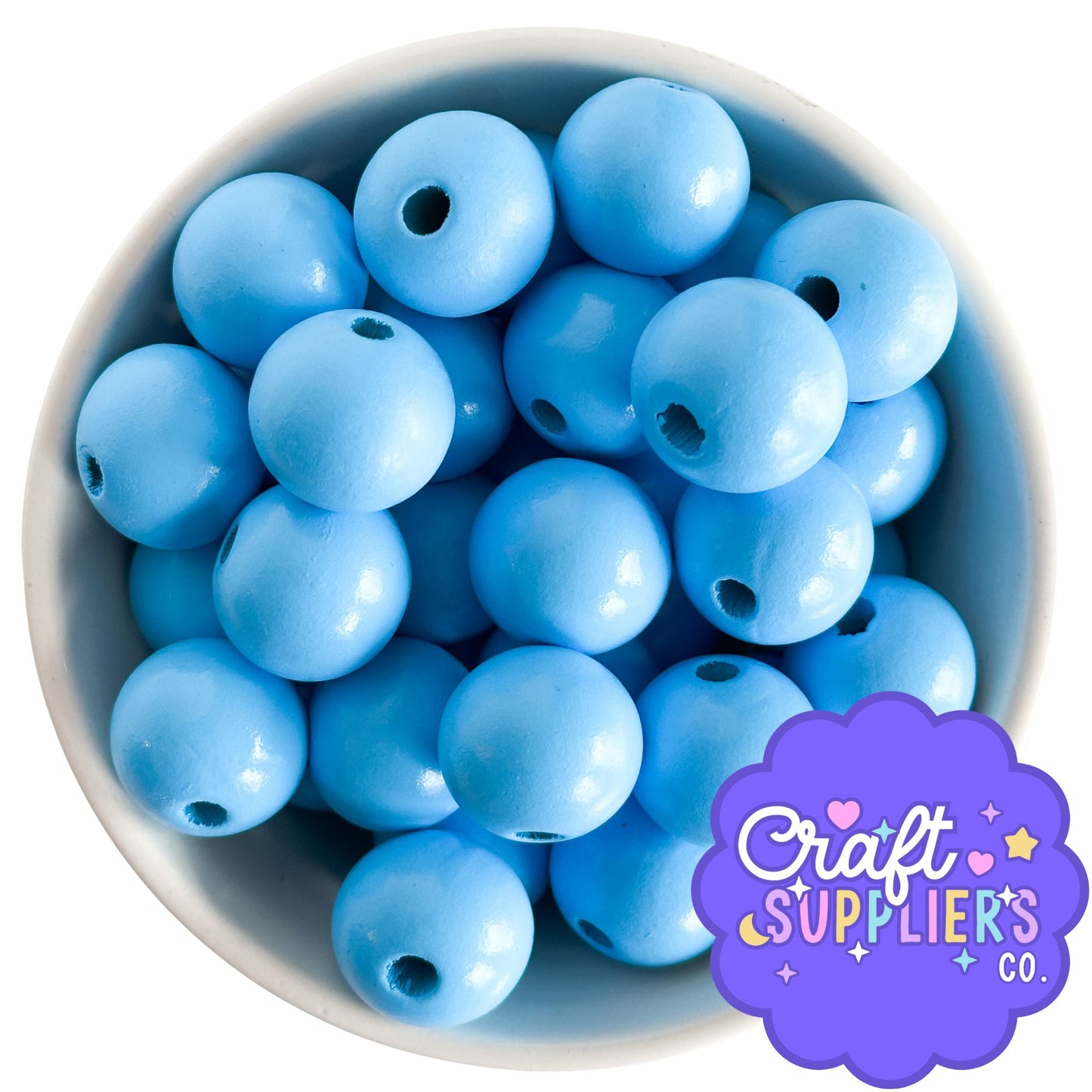 Blue Wood Beads | 20mm | Large Hole Craft Beads