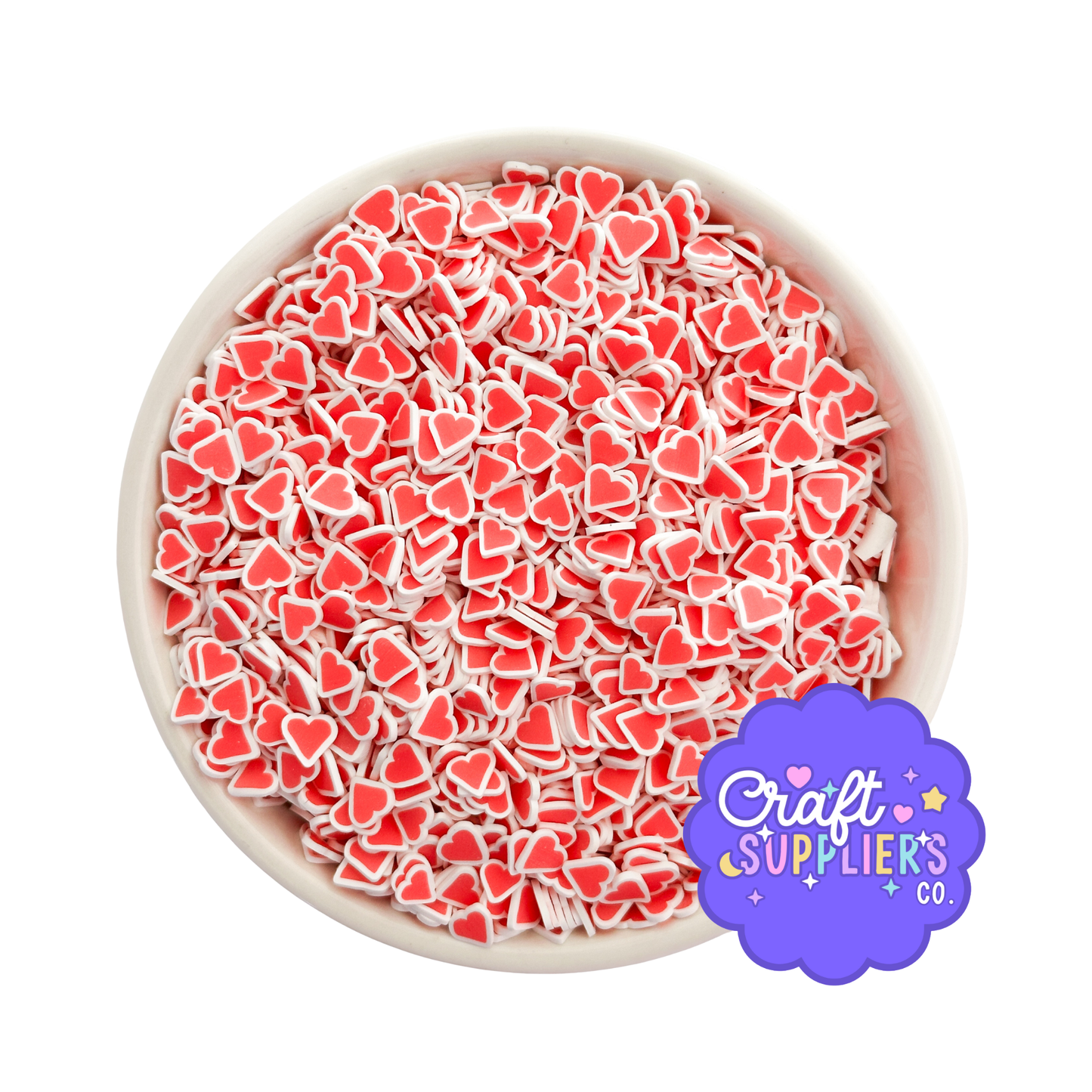 Pink & White Heart Polymer Clay Sprinkles | 5mm Valentine Craft Mix
